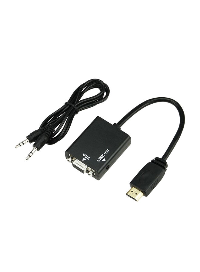 HDMI Male to VGA Female Video Converter Adapter HD Cable With Audio Output for computer notebook and pc black 