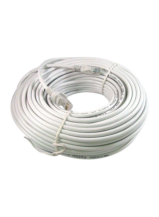 كابل إيثرنت بشبكة اتصال محلية مزوّد بوصلة RJ45 ويعمل بتقنية CAT6 بطول 50 متر ولون رمادي