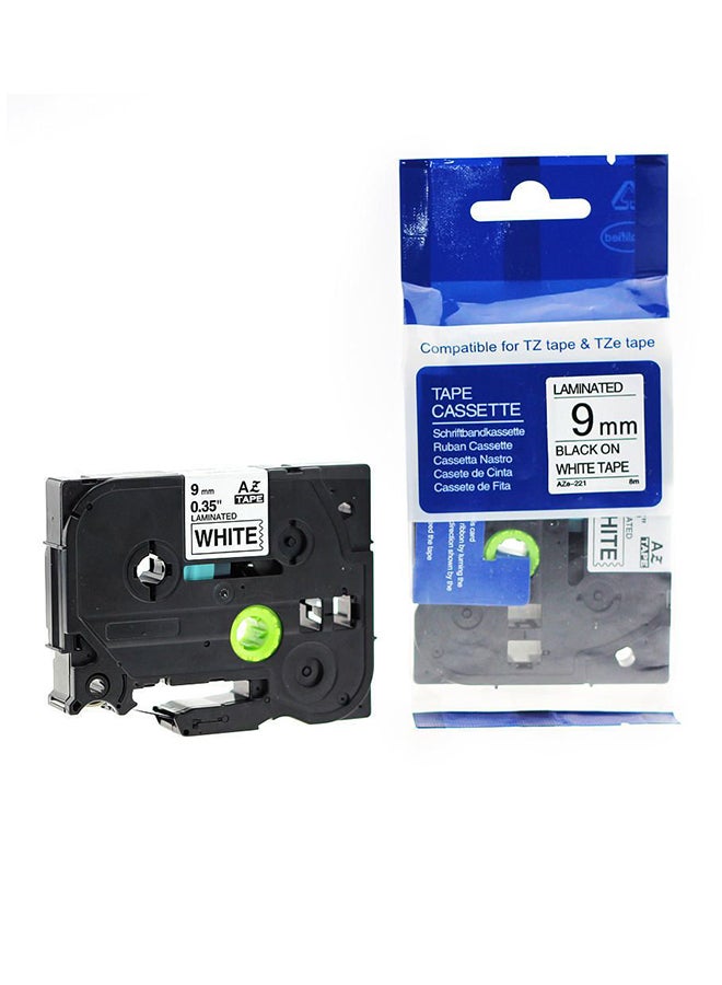 Compatible 9mm Black Characters on White Label Laminated Tape black