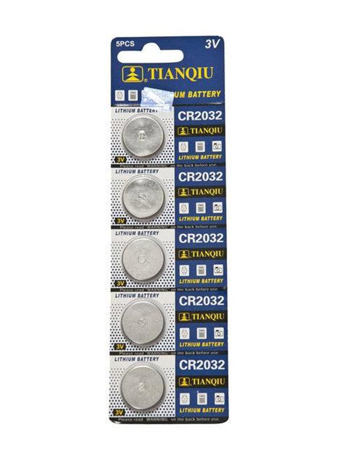5-Piece Lithium Coin Battery Set Silver 