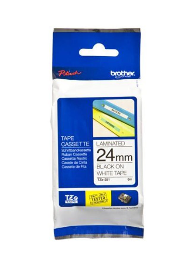 brother P-Touch 24Mm Laminated Tape - Black On White, Tz-E251 - Image 3