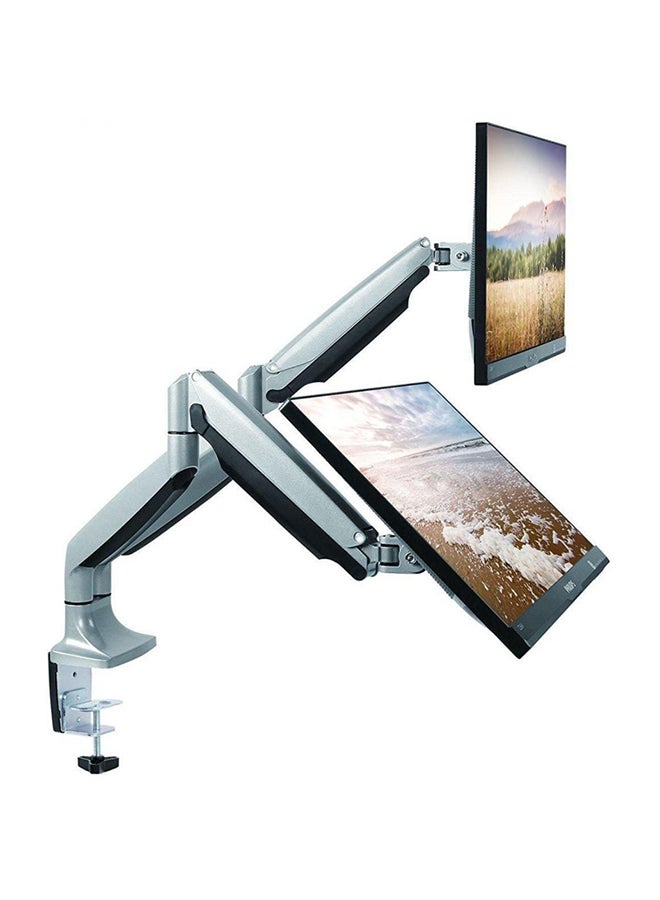 NEWSTAR Swivel Dual Arm DeskTop Mount For LCD Monitor For Below 32 Inch / Silver/Black - Image 2