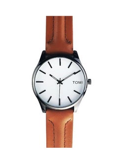 TOMI men Leather Analog Watch T069/BR-WH-GY 