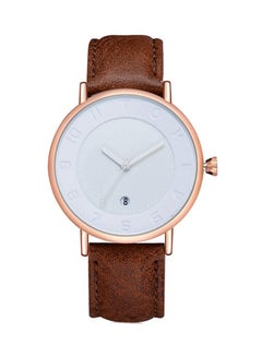 TOMI Men's Leather Analog Watch T085/BR-WH-RG 