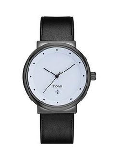 TOMI Men's Leather Analog Watch T091/BL-WH-GY 