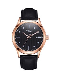 TOMI unisex Leather Analog Watch T092/BL-BL-RG  - Image 1