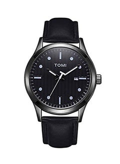 TOMI unisex Leather Analog Watch T092/BL-BL  - Image 1
