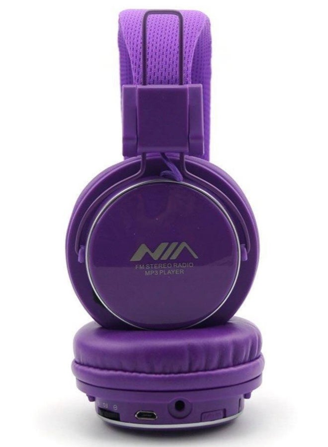 Stereo  Bluetooth Wireless  On-Ear Headphone With Microphone Purple