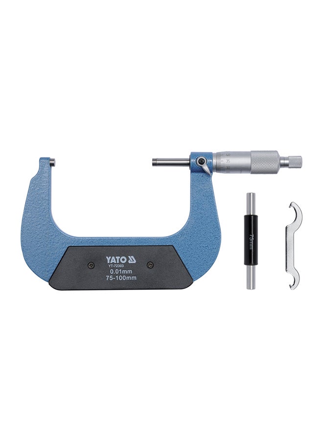 Yato Mechanical Micrometer 75-100mm in Plastic Case YT-72303 Blue/Black/Silver  - Image 1