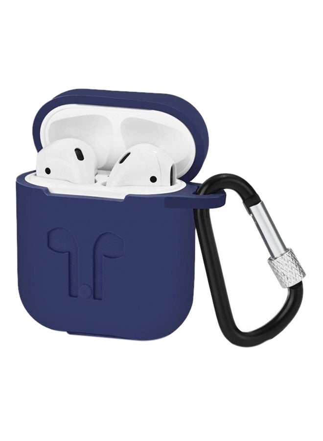 Generic - Apple AirPods Thick Silicone Shockproof Case Cover With Hanging Clip Blue - Image 1