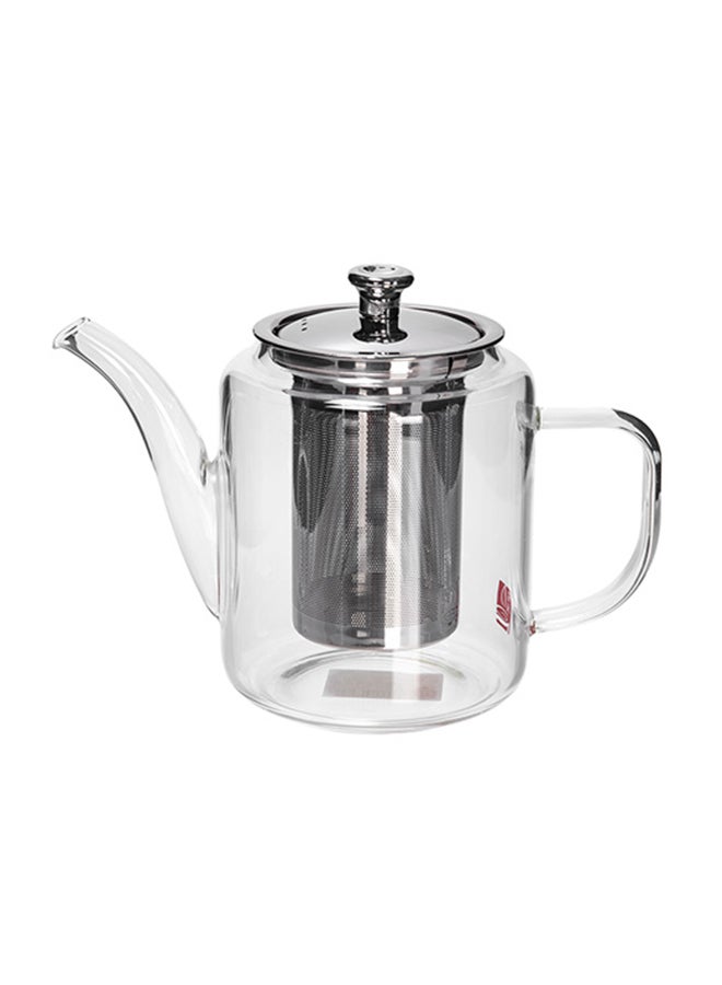 Glass Tea Pot With Filter Clear/Silver