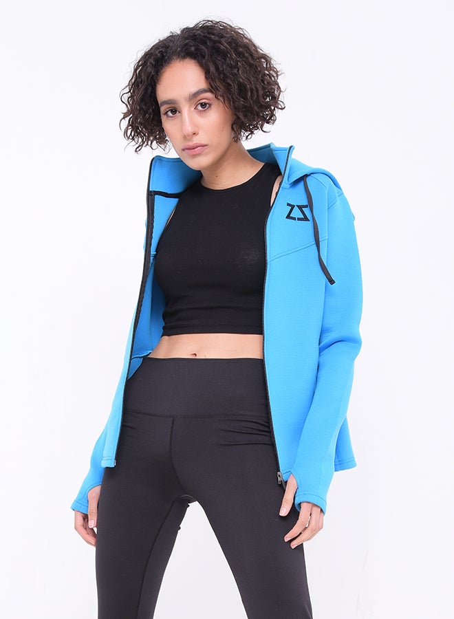 IZZY - B8257 Hooded Zip Front Sweat Shirt Blue - Image 1