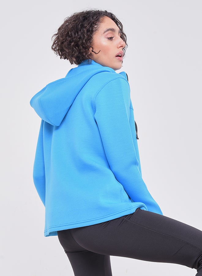 IZZY - B8257 Hooded Zip Front Sweat Shirt Blue - Image 1