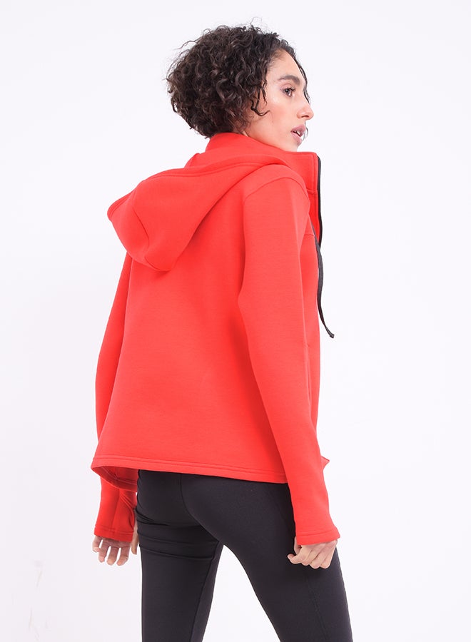 IZZY - B8257 Hooded Zip Front Sweat Shirt Red - Image 1