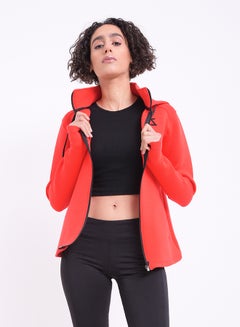 B8257 Hooded Zip Front Sweat Shirt Red