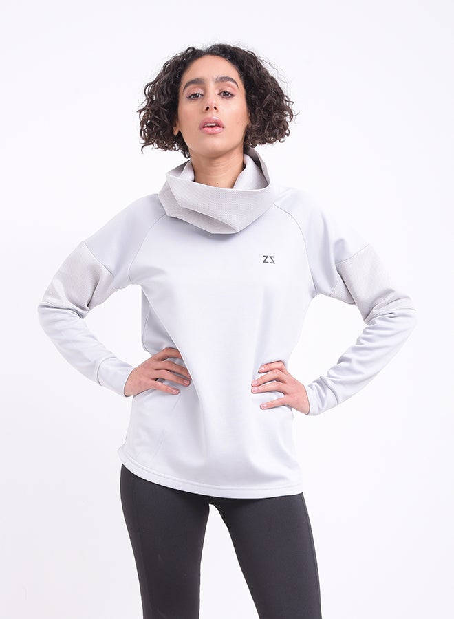 IZZY - B8246 Very High Collar Sweat Shirt Grey - Image 1