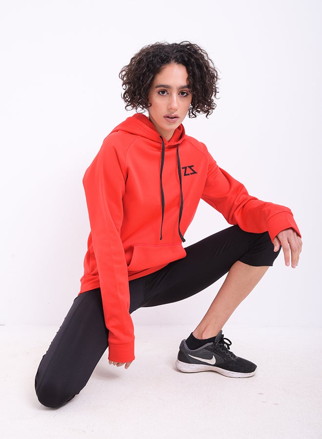 IZZY - B8387 Hooded Sweat Shirt With Kangaroo Poket Red - Image 1