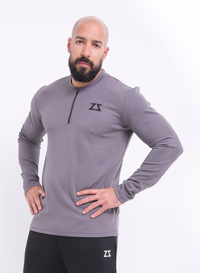 IZZY - B8294 Half Zip Front Sweat Shirt Grey - Image 1