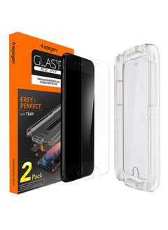 سبايجن Glastr Ez Fit Tempered Glass Screen Protector (2 Pack) for iPhone 8 / 7 - Case Friendly Clear 