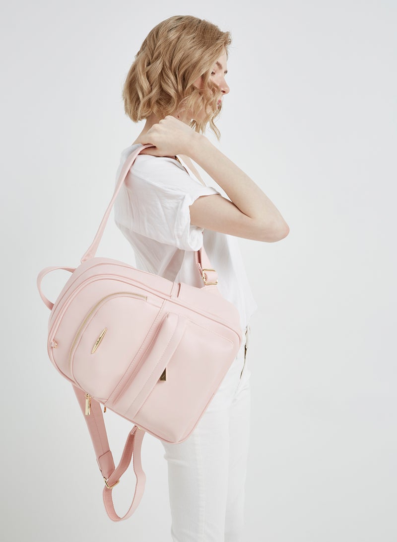 YUEJIN - Faux Leather Backpack Pink - Image 1