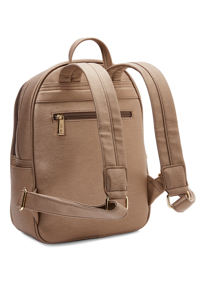 YUEJIN - Faux Leather Backpack Gold - Image 1