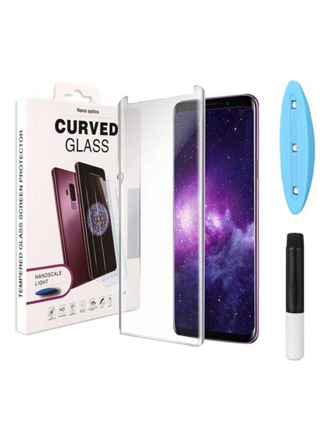 نانو واقي شاشة زجاجي كامل منحني من أوبتيكس لهاتف سامسونج جالكسي S9، شفاف