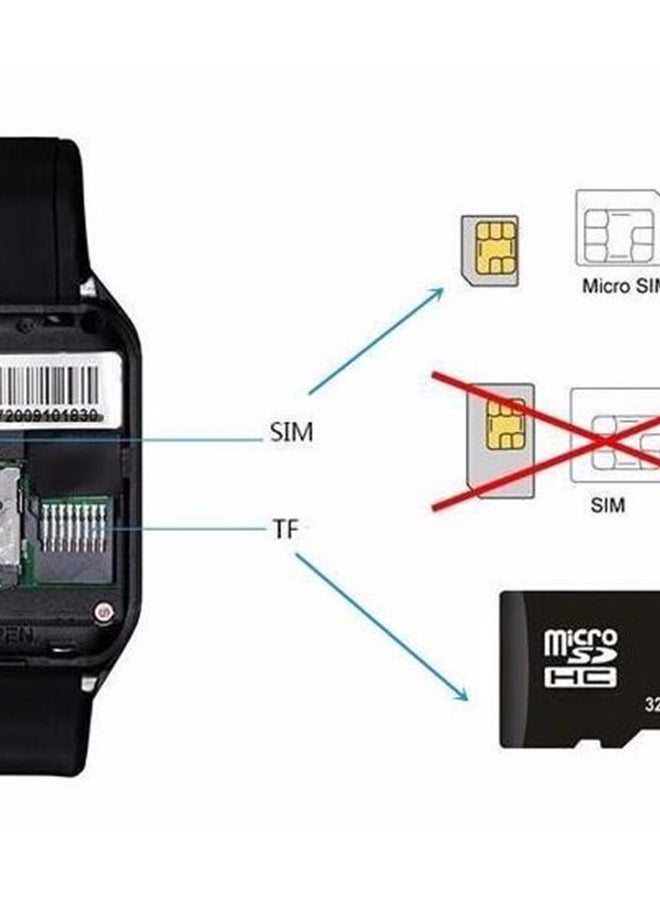 Bluetooth Smart Watch With Touch Screen Big Battery Support TF Sim Card Camera Black - Image 3