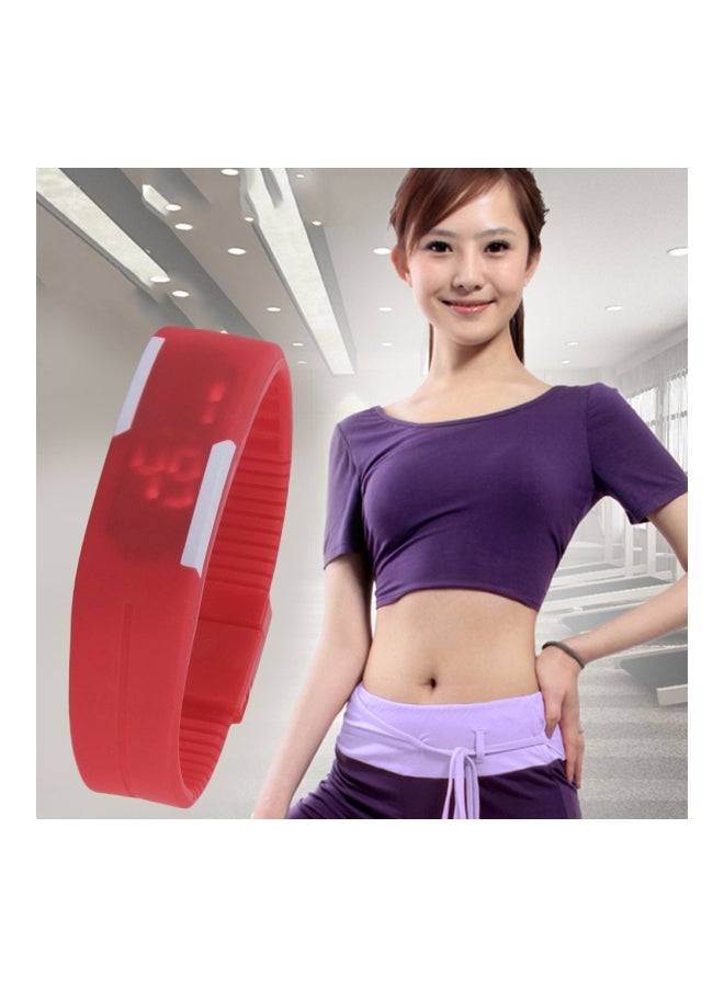 Mens Women Soft Silicone LED Watch Sports Bracelet Digital Wrist Watch One Size Red - Image 3