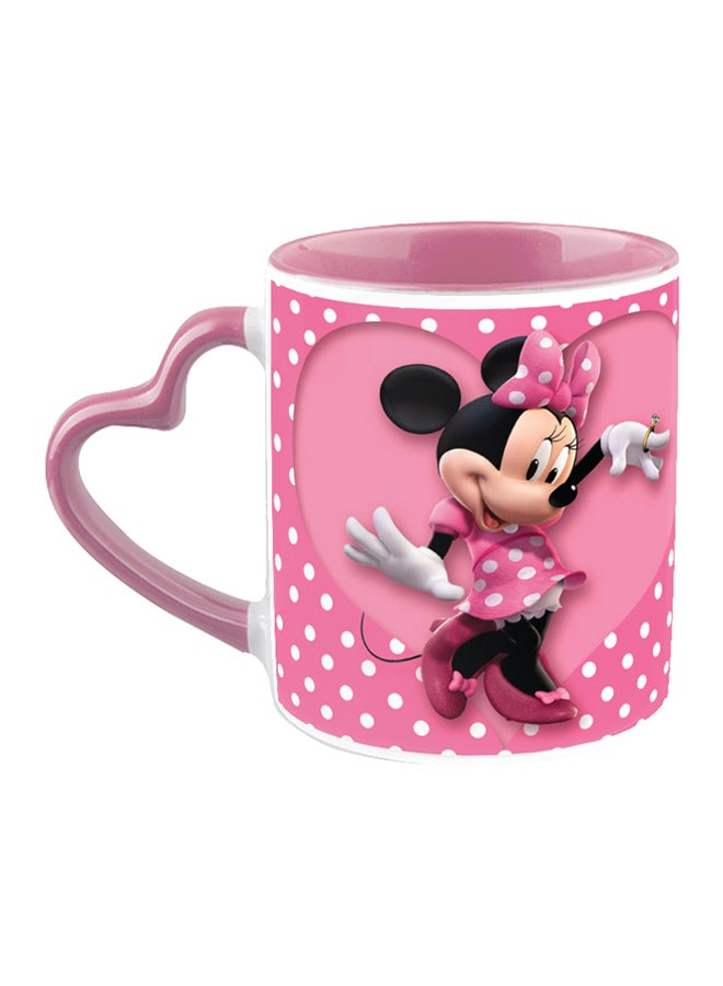 إمبريس مج قهوة بطباعة شخصية ميني ماوس ونمط منقط مع مقبض بشكل قلب متعدد الألوان - Image 1