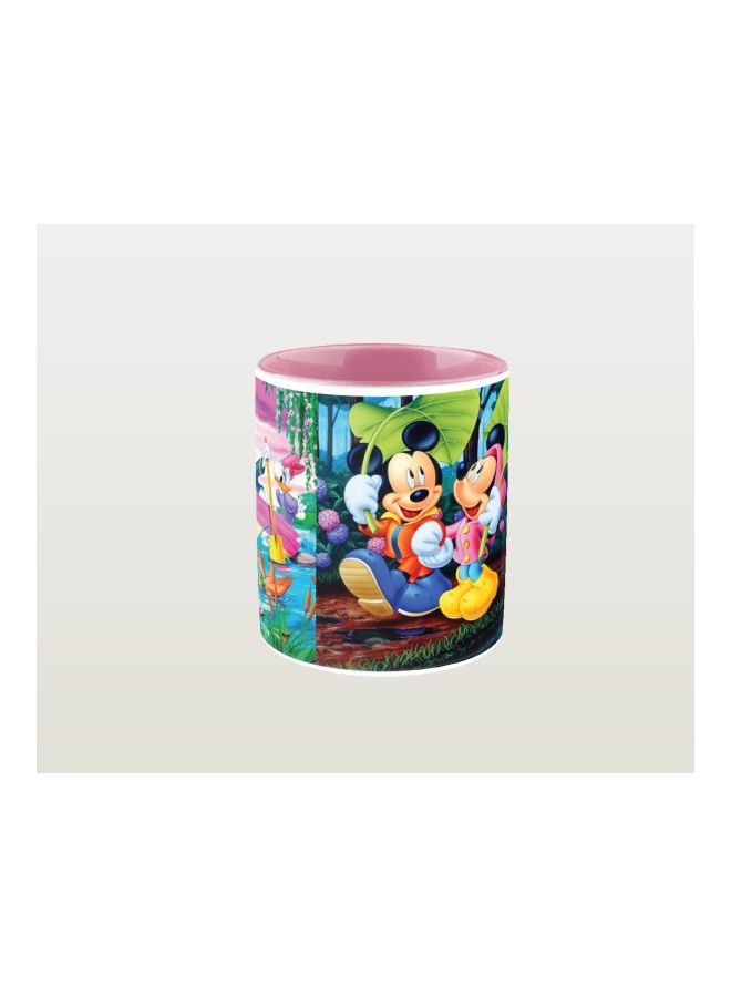 Mickey And Minnie Printed Coffee Mug With Heart Shaped Handle Multicolour