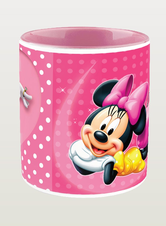 إمبريس مج قهوة بطباعة شخصية ميني ماوس ونمط منقط مع مقبض بشكل قلب متعدد الألوان - Image 2