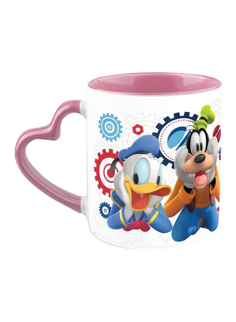 Mickey Mouse And Friends Printed Coffee Mug With Heart Shaped Handle Multicolour