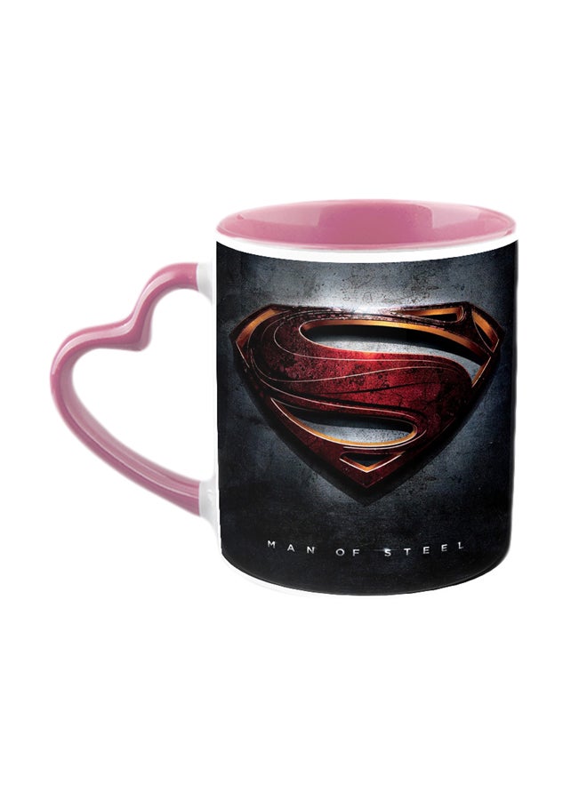 إمبريس قدح قهوة مطبوع عليه شعار سوبر مان مع مقبض على شكل قلب متعدد الألوان - Image 1