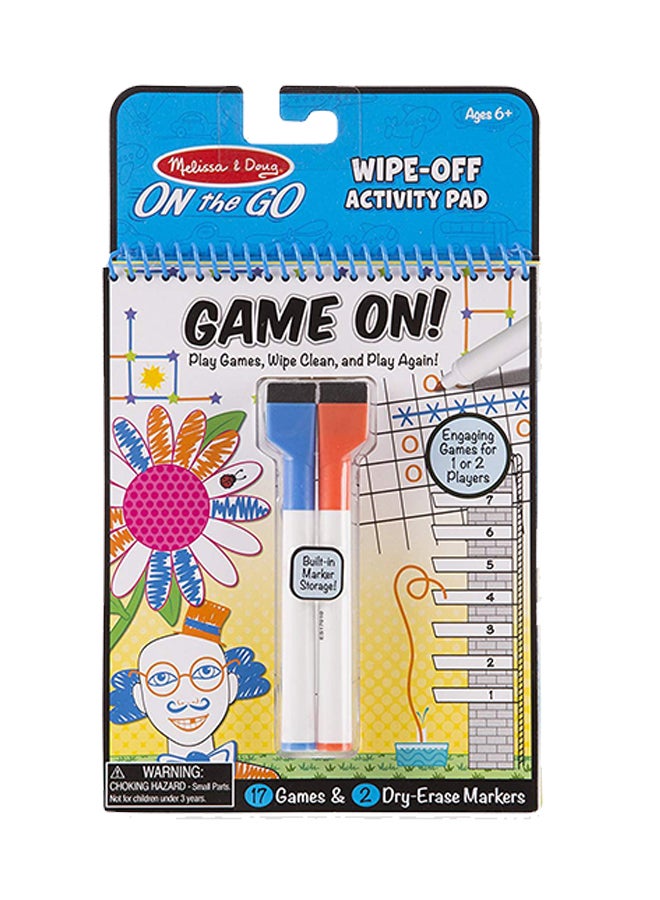 Melissa & Doug Game On Reusable Wipe-Off Dry-Erase Travel Activity Pad