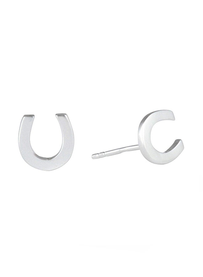 Silverly - 925 Sterling Silver Horseshoe U Stud Earrings - Image 1