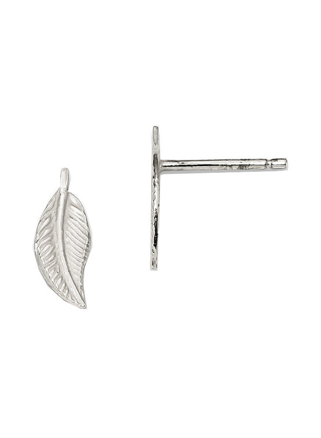 925 Sterling Silver Polished Feather Post Earrings