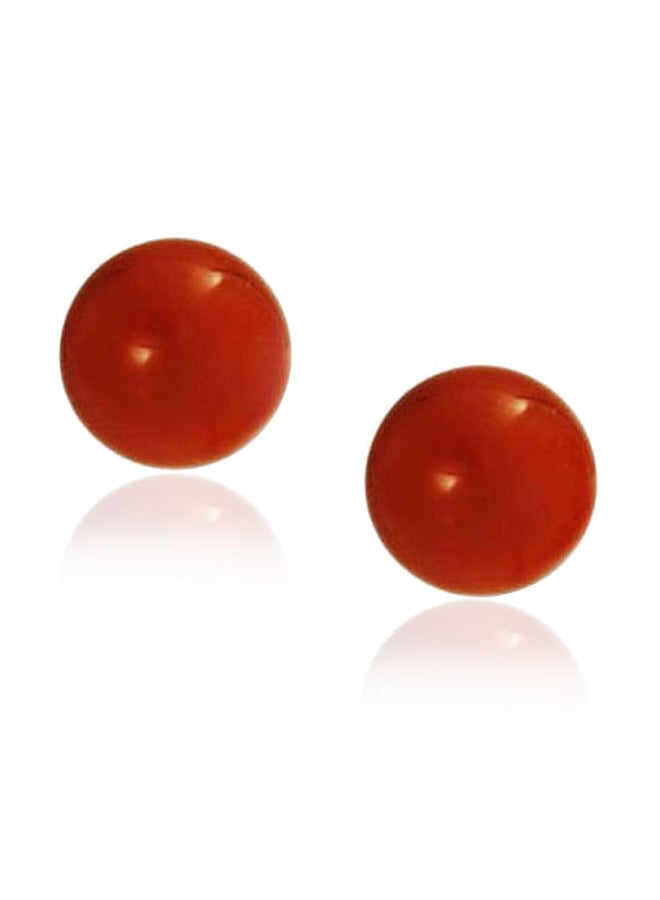 BLING JEWELRY - 925 Sterling Silver Ball Shape Stud Earrings With Carnelian - Image 1