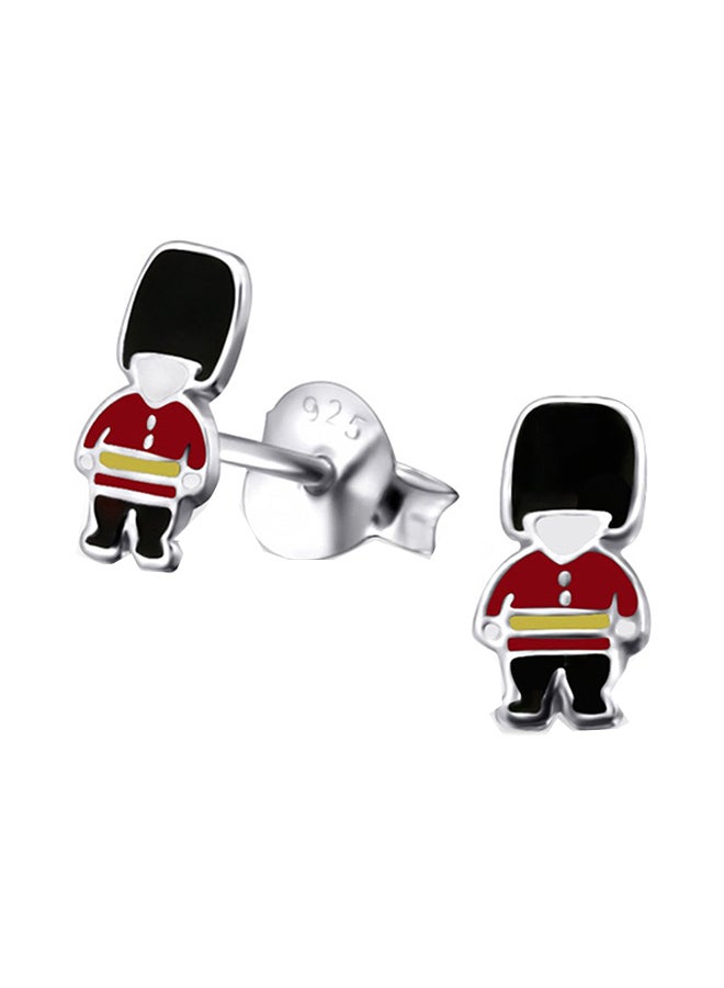 PTN Silver Jewelry 925 Sterling Silver British Royal Soldier Post Stud Earrings 