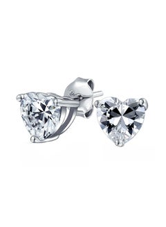 BLING JEWELRY 925 Sterling Silver Heart Shape Stud With Cubic Zirconia  - Image 1