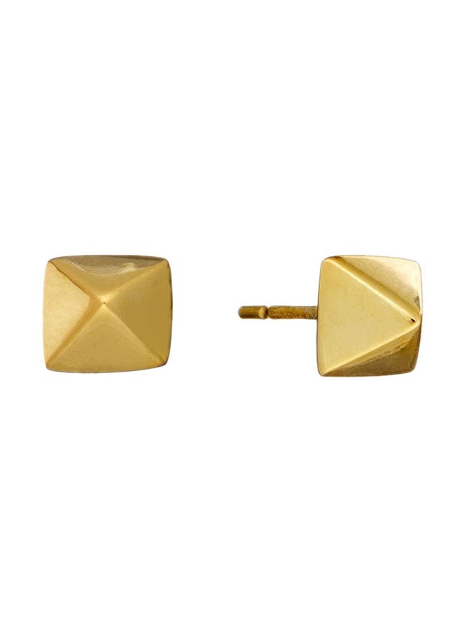 Silverly 925 Sterling Silver Gold Plated Square Geometric Cone Pyramid Stud Earrings - Image 1