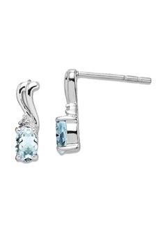 Sonia Jewels 925 Sterling Silver Oval Earrings With Aquamarine 