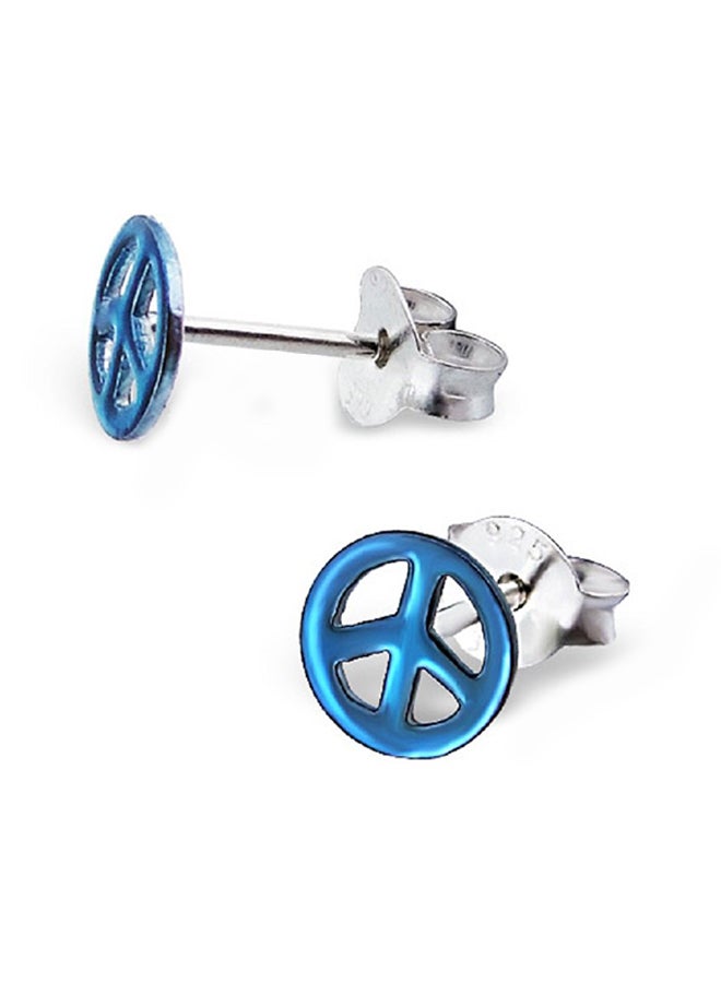925 Sterling Silver Peace Sign Stud Earrings