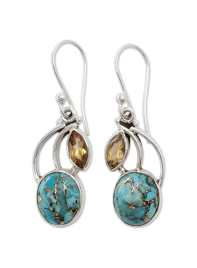 نوفيكا حلق أذن متدلي من الفضة الإسترليني عيار 925 مرصع بحجر الفيروز والسترين