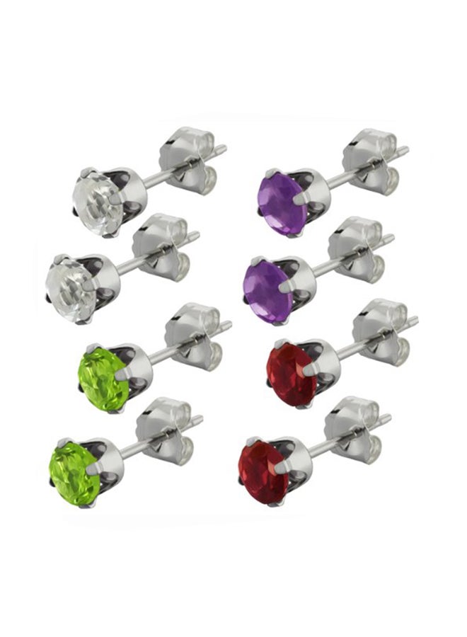 جم ستون كينج أقراط معدنية من الفضة الإسترليني مكوّنة من 4 أزواج