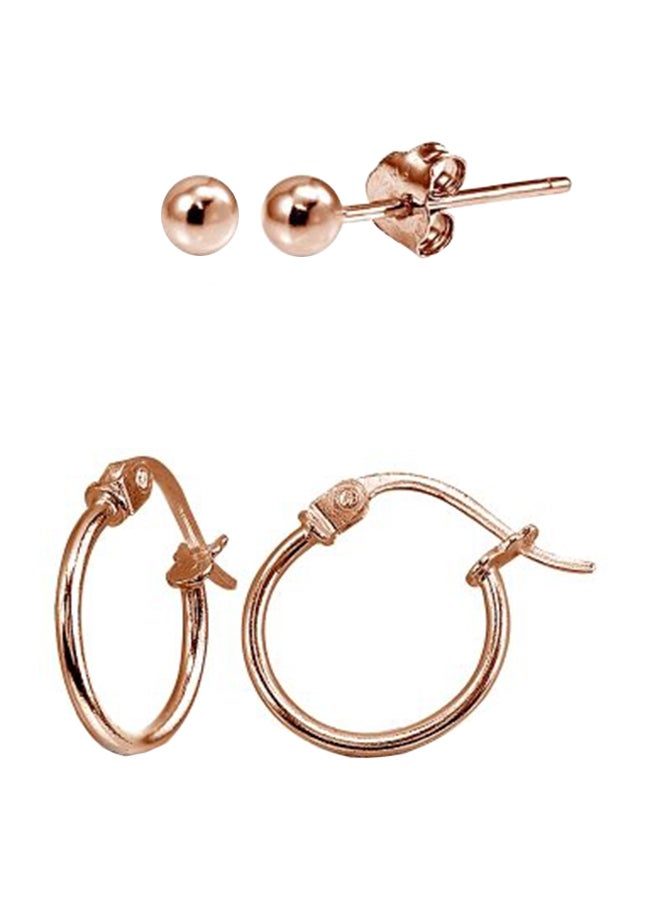 Hoops 4 Less Pair Of 2 Sterling Silver Tiny Small Hoops And Bead Ball Stud Earrings Set