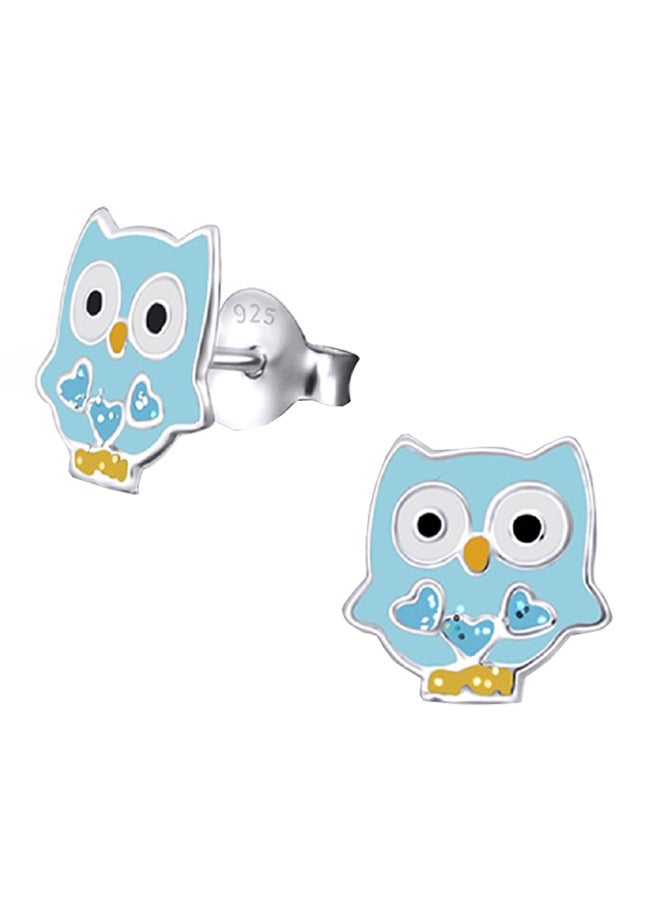 آيسروز أقراط كبس للأذن من الفضة الإسترليني عيار 925 بشكل بومة