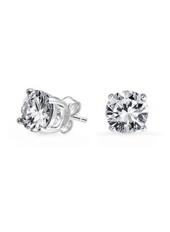 925 Silver Unisex Solitaire Stud Earrings With Cubic Zirconia
