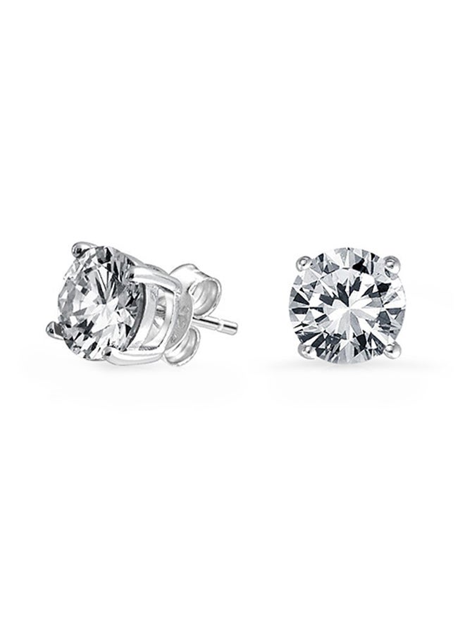 BLING JEWELRY - 925 Silver Unisex Solitaire Stud Earrings With Cubic Zirconia - Image 1