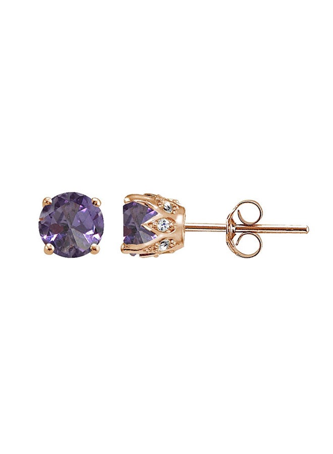 925 Sterling Silver Simulated Crown Stud Earrings With Alexandrite - v1553780313/N22129599A_1