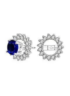 925 Sterling Silver Halo Earrings With Cubic Zirconia